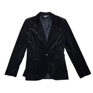 Norma Kamali Women Single Breasted Corduroy Jacket Black 10 Blazer Dinner Coat